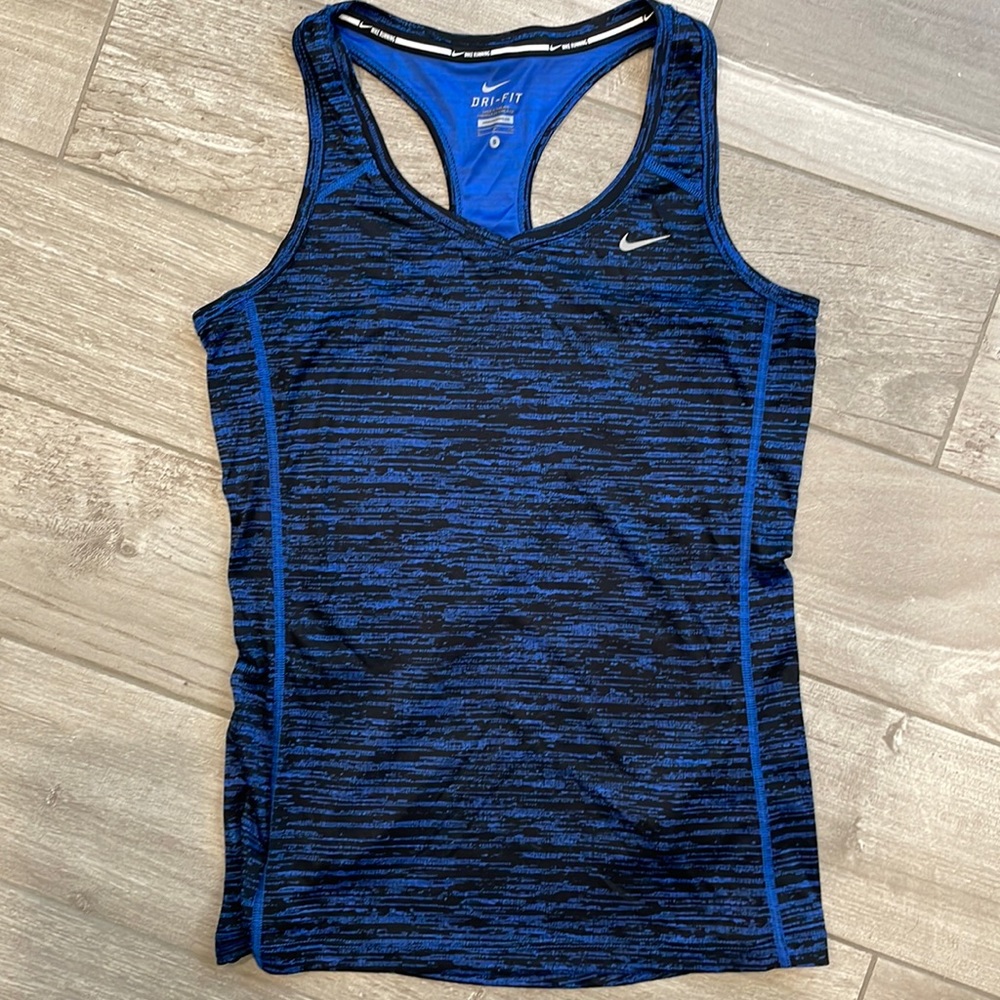 Nike Running Blue and black marbled tank top Size small